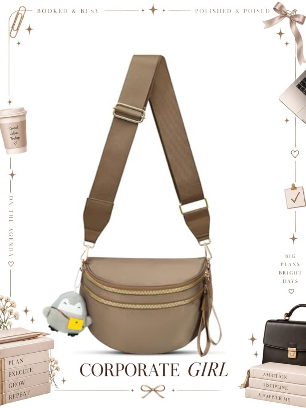Checkered Crossbody Bag Spacious Nylon Sling Bag Wide Strap Adjustable